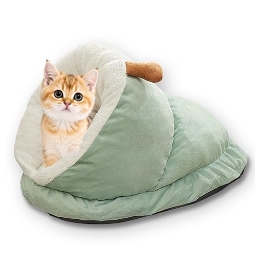 Katzennest für den Innenbereich, waschbar, luxuriös, beruhigend, großes Hundebett, Anti-Angst, mit weichem Kissen, Haustierbetten, rutschfestes Sofa, Zwinger (Grün, 40 x 30 x 25 cm) von ping bu