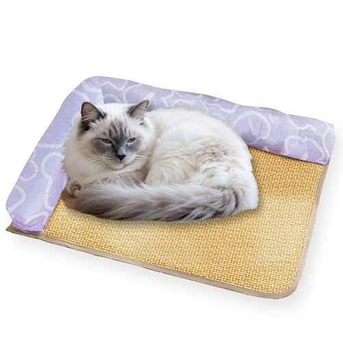 Kühlmatte für Hunde, Rattan, großes Hundebett, waschbar, Katzenbett für Innen, Katzen, Hunde, Eisdecke, kühlende Haustiermatratze mit Oxford-Stoff, dickes Stützkissen (40 x 30 cm, S, D) von ping bu