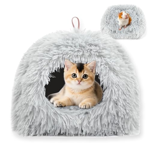 Warmes Meerschweinchenbett, Katzenhöhle, kleines Katzenbett, gemütliches Hamster-Hasenbett mit herausnehmbarem Polster, große rutschfeste Unterseite, Kaninchenkissen, weiche Matratze (M, 40 x 40 x 37 von ping bu