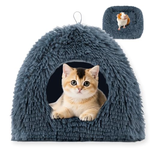 Warmes Meerschweinchenbett, Katzenhöhle, kleines Katzenbett, gemütliches Hamster-Hasenbett mit herausnehmbarer Polsterung, große rutschfeste Unterseite, Kaninchenkissen, weiche Matratze (S-30 x 28 x von ping bu