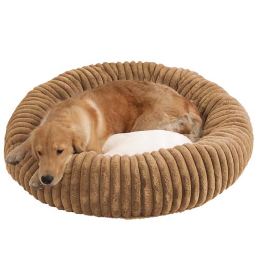 ping bu Beruhigendes Donut-Hundebett, extra groß, waschbar, Sofakissen, wärmendes Haustierbett für den Innenbereich, schlafende Hunde und Katzen, rutschfest, D, 90 x 90 cm von ping bu