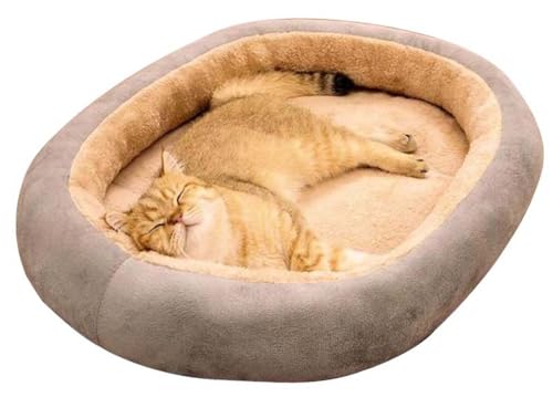 ping bu Beruhigendes Donut-Katzen-Hundebett, rund, Plüsch, waschbar, Sofakissen, rutschfest, wärmend, Haustierbetten für den Innenbereich, schlafende Hunde, Katzen (Grau, 91 x 66 x 26 cm) von ping bu
