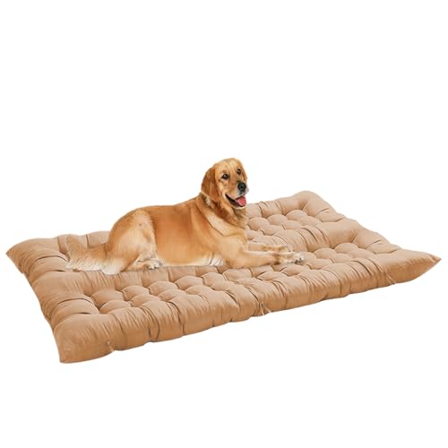 ping bu Extra großes Hundebett, beruhigende Haustier-Matratze, waschbar, Anti-Angst, große Hundematratze, Kissen, Haustierbetten für mittelgroße und große Hunde (Beige, 100 x 55 cm) von ping bu
