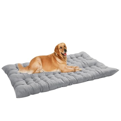 ping bu Extra großes Hundebett, beruhigende Haustier-Matratze, waschbar, Anti-Angst, große Hundematratze, Kissen, Haustierbetten für mittelgroße und große Hunde (Grau, 100 x 55 cm) von ping bu