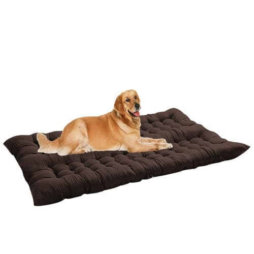ping bu Extra großes Hundebett, beruhigende Haustier-Matratze, waschbar, Anti-Angst, große Hundematratze, Kissen, Haustierbetten für mittelgroße und große Hunde (Kaffee, 140 x 55 cm) von ping bu