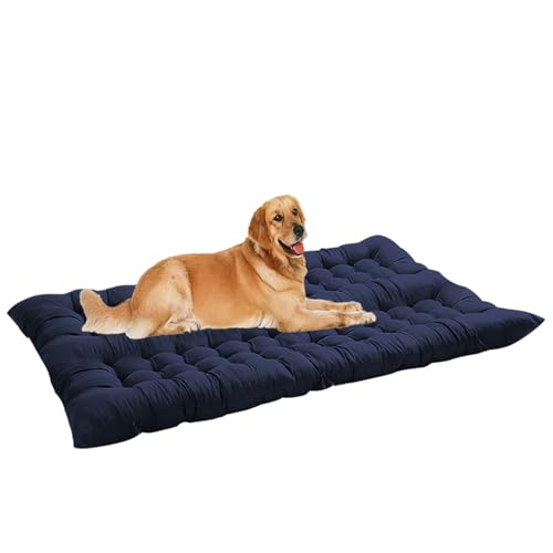 ping bu Extra großes Hundebett, beruhigende Haustier-Matratze, waschbar, Anti-Angst, große Hundematratze, Kissen, Haustierbetten für mittelgroße und große Hunde (Marineblau, 120 x 50 cm) von ping bu