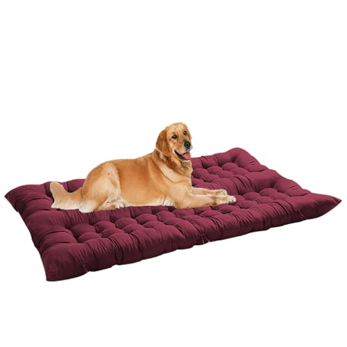 ping bu Extra großes Hundebett, beruhigende Haustier-Matratze, waschbar, Anti-Angst, große Hundematratze, Kissen, Haustierbetten für mittelgroße und große Hunde (Rot, 120 x 65 cm) von ping bu