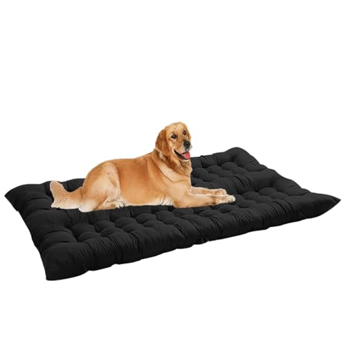 ping bu Extra großes Hundebett, beruhigende Haustier-Matratze, waschbar, Anti-Angst, große Hundematratze, Kissen, Haustierbetten für mittelgroße und große Hunde (Schwarz, 100 x 50 cm) von ping bu