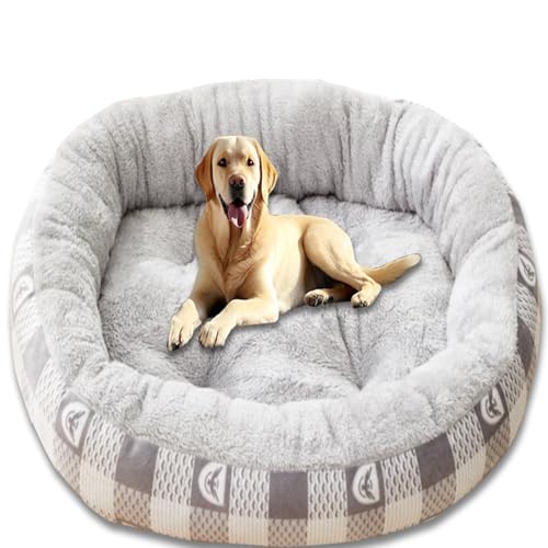 ping bu Extra großes Hundebett, waschbar, Anti-Angst, gemütliches Hundekissen, beruhigende Haustiermatratze, Haustierkissen für mittelgroße und große Hunde (Grau, 127 x 107 x 40 cm) von ping bu