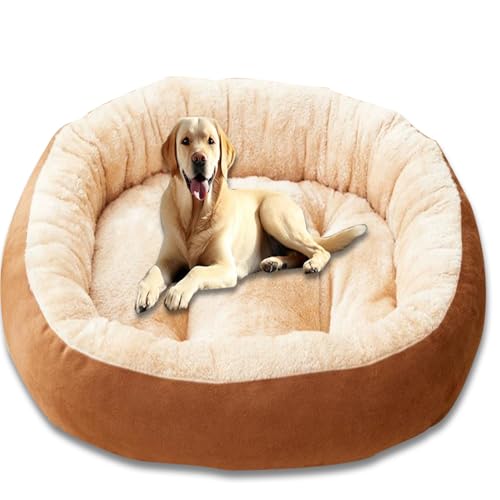 ping bu Extra großes Hundebett, waschbar, Anti-Angst, gemütliches Hundekissen, beruhigende Haustiermatratze, Haustierkissen für mittelgroße und große Hunde (Kaffee, 100 x 80 x 22 cm) von ping bu