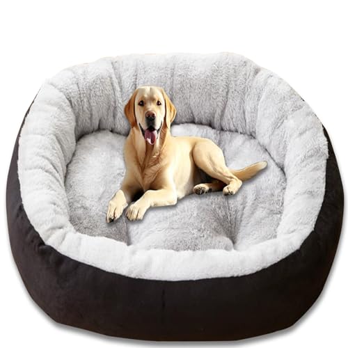 ping bu Extra großes Hundebett, waschbar, Anti-Angst, gemütliches Hundekissen, beruhigende Haustiermatratze, Haustierkissen für mittelgroße und große Hunde (Schwarz, 127 x 107 x 40 cm) von ping bu