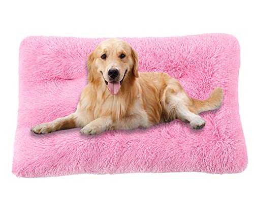 ping bu Große Hundebett-Kistenmatratze, ultraweiche, flauschige Hundematratze, rutschfest, waschbar, mittelgroß, Angstlinderung, Baumwoll-Hundekissen (XS-45 x 30 cm, rosa B) von ping bu
