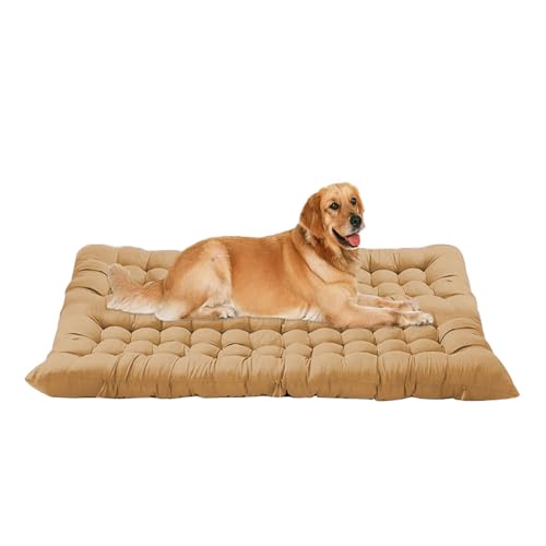 ping bu Große Hundebett-Matratze, beruhigende Haustierbett-Matte, waschbar, extra große Hundebetten, Matratze, Anti-Angst-Haustierbetten für mittelgroße und große Hunde (Beige, 100 x 60 cm) von ping bu
