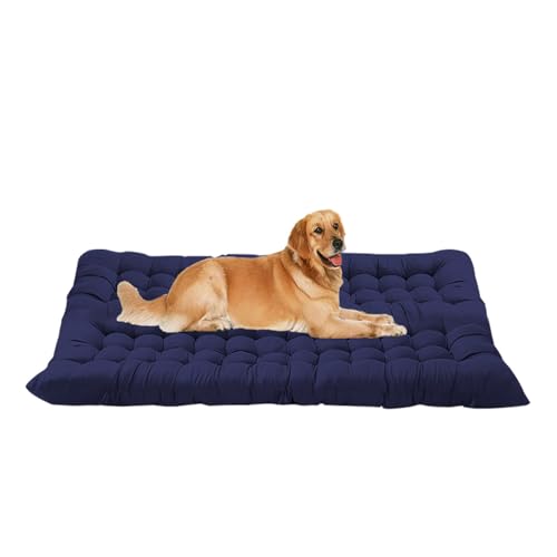 ping bu Große Hundebett-Matratze, beruhigende Haustierbett-Matte, waschbar, extra große Hundebetten, Matratze, Anti-Angst-Haustierbetten für mittelgroße und große Hunde (Marineblau, 100 x 55 cm) von ping bu