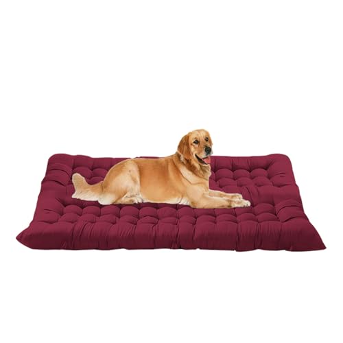 ping bu Große Hundebett-Matratze, beruhigende Haustierbett-Matte, waschbar, extra große Hundebetten, Matratze, Anti-Angst-Haustierbetten für mittelgroße und große Hunde (Rot, 150 x 55 cm) von ping bu