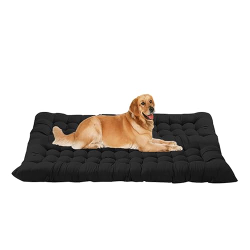 ping bu Große Hundebett-Matratze, beruhigende Haustierbett-Matte, waschbar, extra große Hundebetten, Matratze, Anti-Angst-Haustierbetten für mittelgroße und große Hunde (Schwarz, 100 x 50 cm) von ping bu