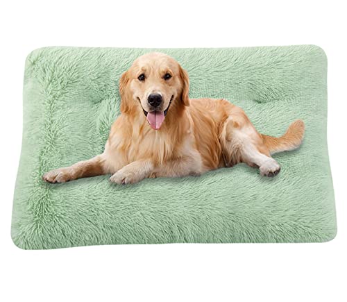 ping bu Große Hundebett-Matratze, ultraweiche, flauschige Hundematratze, rutschfest, waschbar, Hundebett, mittlere Angstlinderung, Baumwoll-Hundekissen (XL-95 x 65 cm, Grün) von ping bu