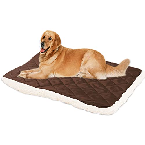 ping bu Große Hundebett-Matratze, weiches, warmes Sherpa-Fleece, wendbares Hundebett, beruhigendes Katzenbett, waschbares Hundekissen (76 x 59 cm, Kaffeebraun) von ping bu