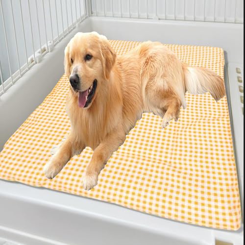 ping bu Großes Hunde- und Katzenbett, waschbar, warm, weich, Schlafkissen, Katzenbett-Matratze, Hundekäfig-Matte für kleine, mittelgroße und große Haustiere (Orange, 70 x 90 cm) von ping bu