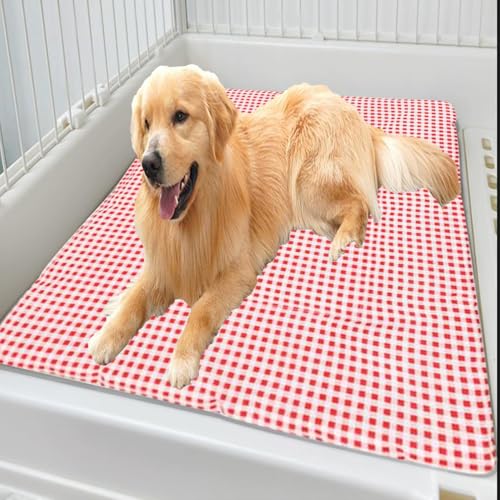 ping bu Großes Hunde- und Katzenbett, waschbar, warm, weich, Schlafkissen, Katzenbett-Matratze, Hundekäfig-Matte für kleine, mittelgroße und große Haustiere (rot, 70 x 90 cm) von ping bu