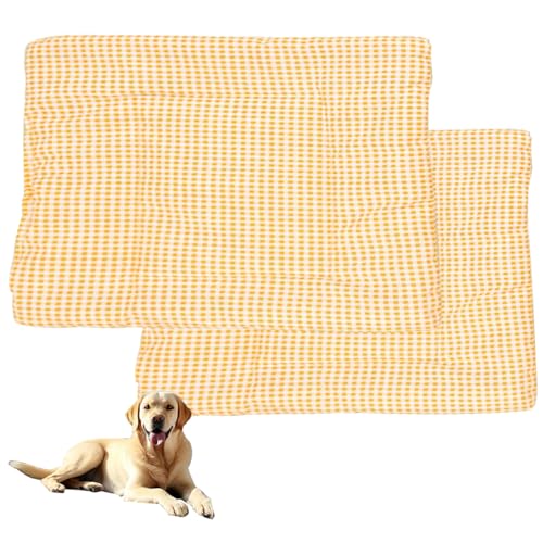 ping bu Großes Hunde- und Katzenbett, waschbar, weich, luxuriös, Hundekissen, Katzenbett-Matratze, Hundekäfig-Matte für kleine, mittelgroße und große Haustiere (Orange, 50 x 70 cm, 2 Stück) von ping bu