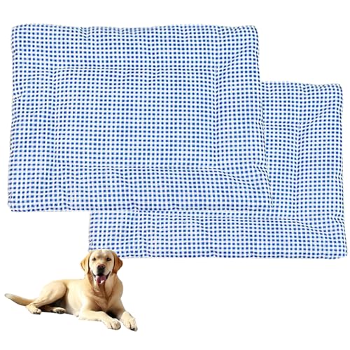 ping bu Großes Hunde- und Katzenbett, waschbar, weich, luxuriös, Hundekissen, Katzenbett-Matratze, Hundekäfig-Matte für kleine, mittelgroße und große Haustiere (blau, 60 x 80 cm, 2 Stück) von ping bu
