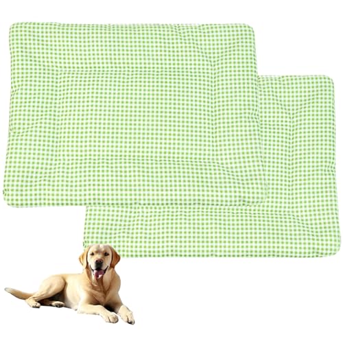 ping bu Großes Hunde- und Katzenbett, waschbar, weich, luxuriös, Hundekissen, Katzenbett-Matratze, Hundekäfig-Matte für kleine, mittelgroße und große Haustiere (grün, 40 x 50 cm, 2 Stück) von ping bu