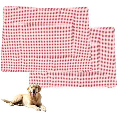 ping bu Großes Hunde- und Katzenbett, waschbar, weich, luxuriös, Hundekissen, Katzenbett-Matratze, Hundekäfig-Matte für kleine, mittelgroße und große Haustiere (rot, 70 x 90 cm, 2 Stück) von ping bu