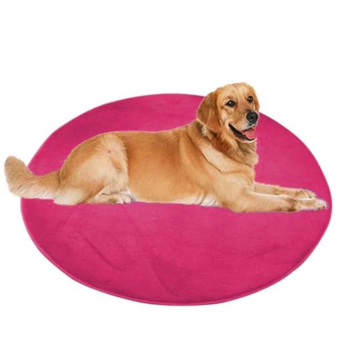 ping bu Großes Hundebett, Haustier- und Katzenmatte, rund, weicher, warmer Plüschteppich, rutschfester Teppich, beruhigender Katzenbett-Matte, waschbar, Hundekissen, Bodenmatte (100 x 100 cm, Rosarot) ping bu Großes Hundebett, Haustier- und Katzenmatte, rund, weicher, warmer Plüschteppich, rutschfester Teppich, beruhigender Katzenbett-Matte, waschbar, Hundekissen, Bodenmatte (100 x 100 cm, Rosarot) von ping bu