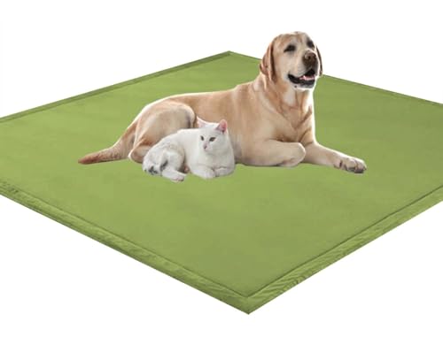 ping bu Großes Hundebett, Haustierkissen, weicher, warmer Korallensamt, rutschfester Teppich, beruhigender Katzenbett, waschbar, Hundekissen, Bodenmatte (100 x 100 x 2 cm, Grün) von ping bu