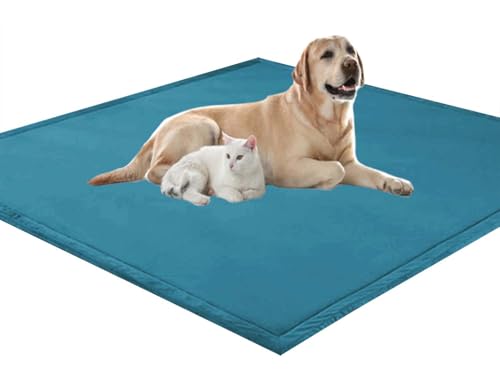 ping bu Großes Hundebett, Haustierkissen, weicher, warmer Korallensamt, rutschfester Teppich, beruhigender Katzenbett, waschbar, Hundekissen, Bodenmatte (100 x 120 x 2 cm, Blau) von ping bu