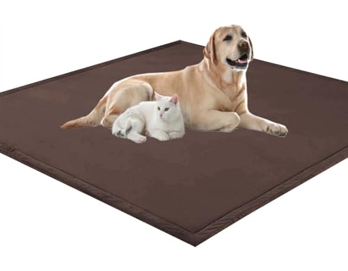 ping bu Großes Hundebett, Haustierkissen, weicher, warmer Korallensamt, rutschfester Teppich, beruhigender Katzenbett, waschbar, Hundekissen, Bodenmatte (100 x 120 x 2 cm, Kaffee) von ping bu