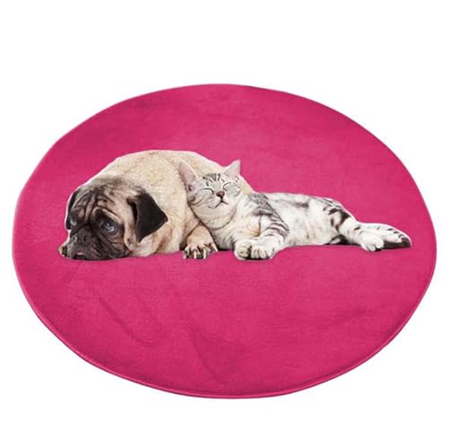 ping bu Großes Hundebett, Haustiermatte, rund, weich, warm, Plüsch, rutschfest, beruhigend, für den Innenbereich, waschbar, Hundekissen, Bodenmatte (60 x 60 cm, Rosarot) von ping bu
