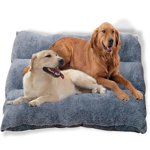 ping bu Großes Hundebett, flauschig, abnehmbar, luxuriöses Hundebett, Anti-Angst, waschbarer Bezug, weiche Hundebetten für Zuhause, Wohnzimmer, Küche (Grau, L - 120 x 80 cm) von ping bu