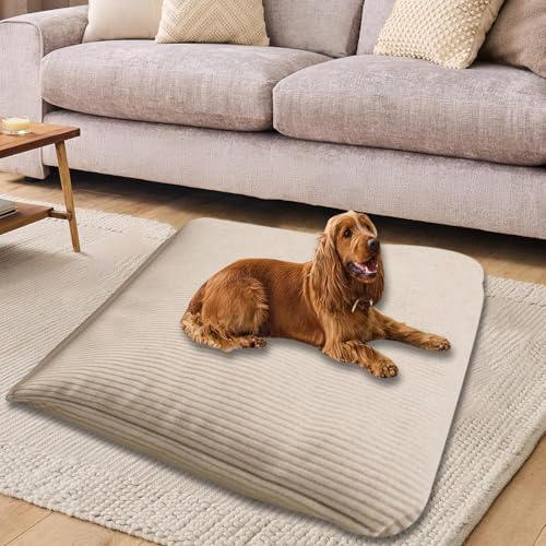 ping bu Großes Hundebett, waschbar, luxuriöse Hundematte mit abnehmbarem Bezug, Haustierkissen, weiches Hundekissen, Schlafkissen, Haustierbetten, Kistenmatratze (Beige, 50 x 70 cm) von ping bu