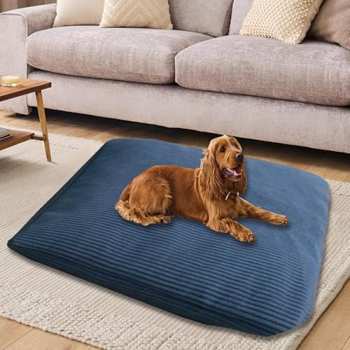 ping bu Großes Hundebett, waschbar, luxuriöse Hundematte mit abnehmbarem Bezug, Haustierkissen, weiches Hundekissen, Schlafkissen, Haustierbetten, Kistenmatratze (Blau, 50 x 70 cm) von ping bu