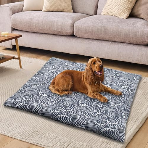 ping bu Großes Hundebett, waschbar, luxuriöse Hundematte mit abnehmbarem Bezug, Haustierkissen, weiches Hundekissen, Schlafkissen, Haustierbetten, Kistenmatratze (Blau A, 33 x 45 cm) von ping bu