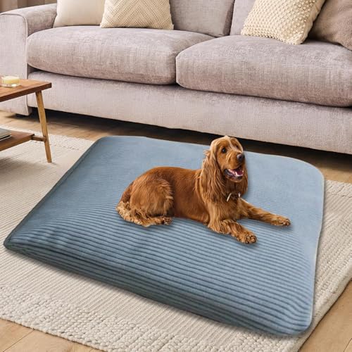 ping bu Großes Hundebett, waschbar, luxuriöse Hundematte mit abnehmbarem Bezug, Haustierkissen, weiches Hundekissen, Schlafkissen, Haustierbetten, Kistenmatratze (Graublau, 45 x 60 cm) von ping bu