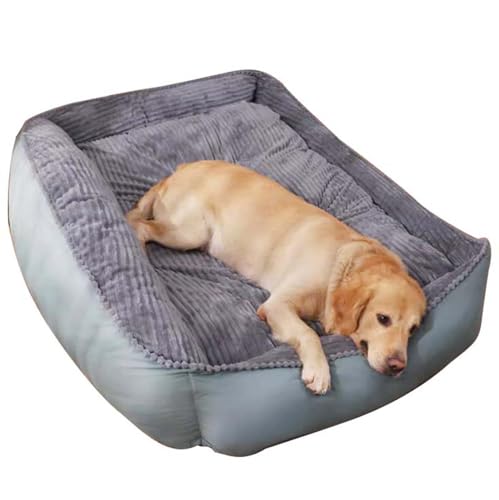 ping bu Großes Hundebett, waschbar, orthopädisches Hundebett, Sofa, rechteckig, flauschig, beruhigend, weiches Hundebett für mittelgroße Hunde und Katzen, rutschfest (120 x 90 x 30 cm, Grau) von ping bu