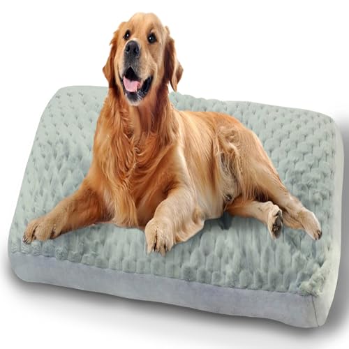 ping bu Großes Hundebett, waschbar, weich, Plüsch, großes Hundebett, Luxus-Katzenbett, beruhigend, Hundekissen, Anti-Angst-Matratzen (Grau, Größe S - 45 x 30 cm) von ping bu