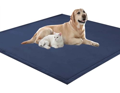 ping bu Großes Hundebett oder Haustierkissen Matte Weicher Warmer Korallen Samtteppich Rutschfester Teppich Beruhigendes Indoor Katzenbett Waschbare Bodenmatte für Hunde (70 * 150 * 2cm, Marineblau) von ping bu