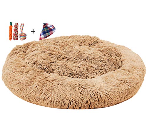 ping bu Hundebett / Sofa, Größe M, für Hundekörbe, Betten, Kissen, extra groß, Donut, beruhigendes Bett (110 cm - XXL, Beige) von ping bu