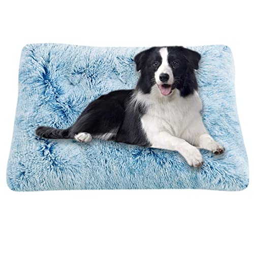 ping bu Hundebett-Matratze, großes Hundebett, rutschfest, waschbar, beruhigendes Hundekissen für kleine, mittelgroße und große Katzen, Hunde, Kätzchen, Welpen (125 x 85 cm, blau) von ping bu