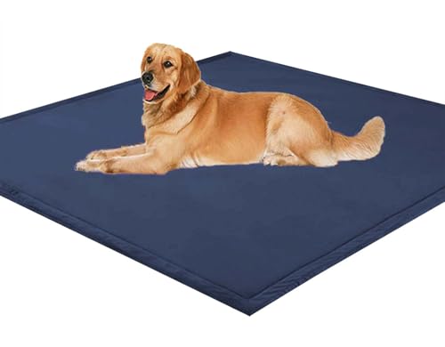 ping bu Hundebett-Matte für große Hunde, weicher Korallensamt, rutschfest, waschbar, warmer Teppich für kleine, mittelgroße und große Hunde, Katzen (100 x 120 x 2 cm, Marineblau) von ping bu