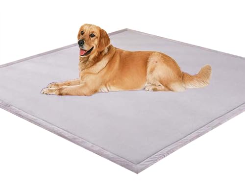 ping bu Hundebett-Matte für große Hunde, weicher Korallensamt, rutschfest, waschbar, warmer Teppich für kleine, mittelgroße und große Hunde, Katzen (100 x 150 x 2 cm, Grau) von ping bu