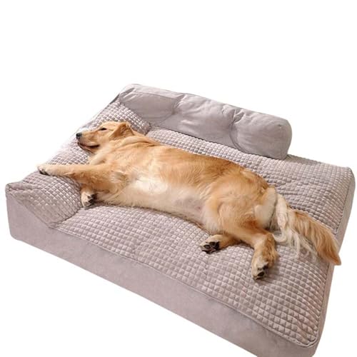 ping bu Hundebetten, groß, waschbar, weich, dick, beruhigend, rechteckig, orthopädisches Haustierbett, Couch, Sofa für mittelgroße Hunde, Katzen, rutschfest, Grau, 100 x 75 x 25 cm von ping bu