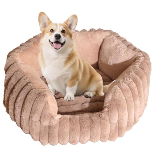 ping bu Orthopädisches Hunde- und Katzenbett aus Plüsch, Matratze für mittelgroße Hunde, waschbar, weich, rechteckig, beruhigend, Anti-Angst, rutschfest, Braun, 65 x 75 cm von ping bu