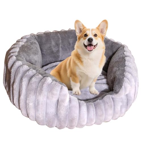 ping bu Orthopädisches Hunde- und Katzenbett aus Plüsch, Matratze für mittelgroße Hunde, waschbar, weich, rechteckig, beruhigendes Hunde- und Katzenbett, Anti-Angst, rutschfest (Grau, 65 x 75 cm) von ping bu