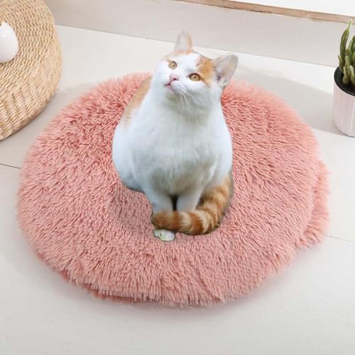 ping bu Set mit 2/3 Plüsch-Katzenbetten, beruhigende Donut-Katzenbettmatte, waschbar, weiche, wärmende, runde Matratze, Haustierbox-Betten für den Innenbereich, schlafende Katzen, Kätzchen (H, 3 Stück von ping bu