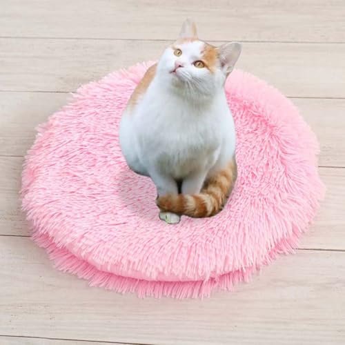 ping bu Set mit 2/3 Plüsch-Katzenbetten, beruhigende Donut-Katzenbettmatte, waschbar, weiche, wärmende, runde Matratze, Haustierbox-Betten für den Innenbereich, schlafende Katzen, Kätzchen (I, 3 Stück von ping bu